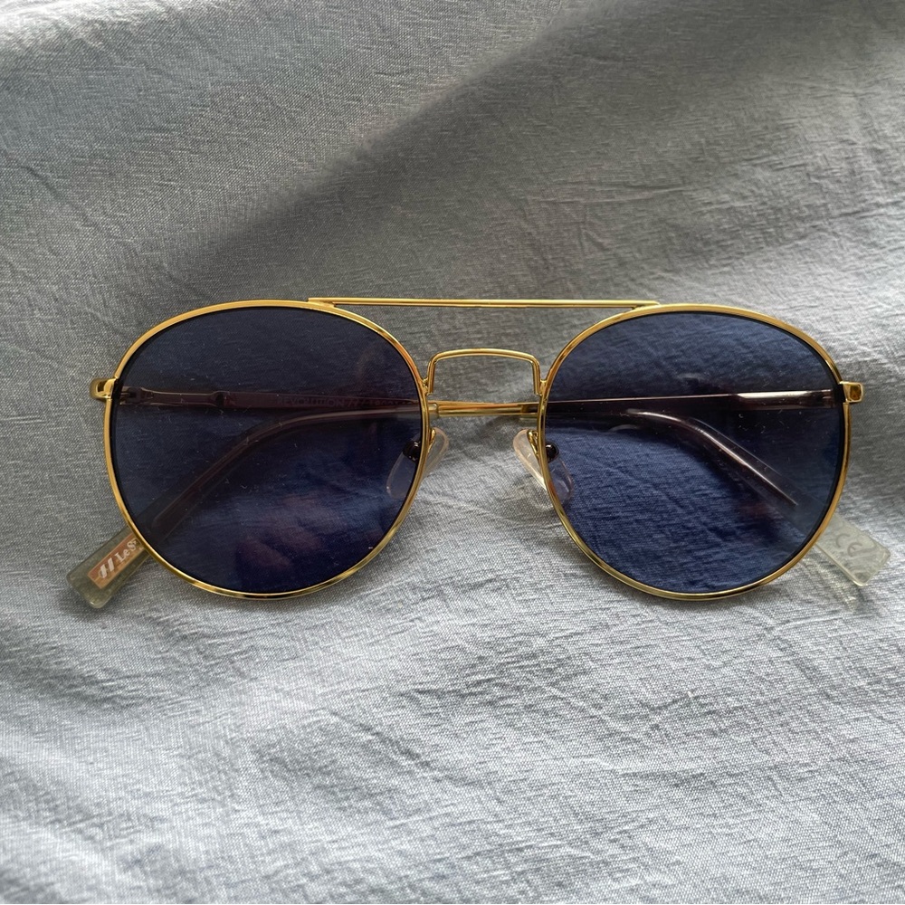 Gold Frame Blue Lens Le Specs Sunglasses
